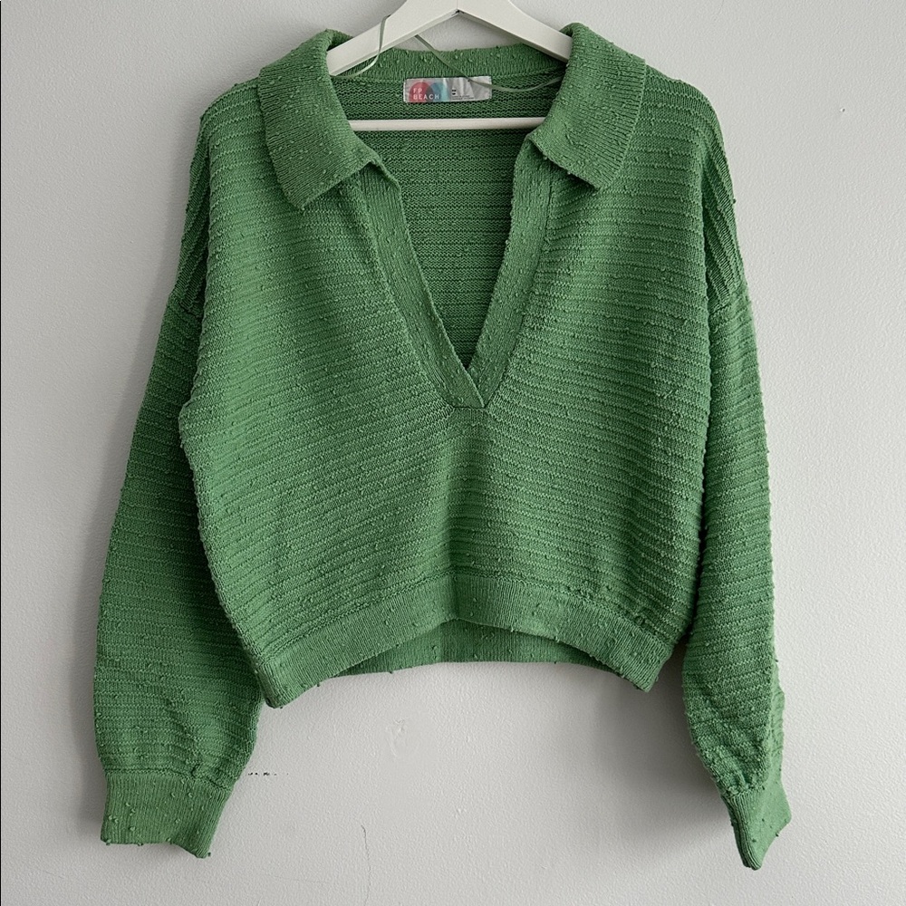 Free People‎ Beach Green V-Neck Sweater XS